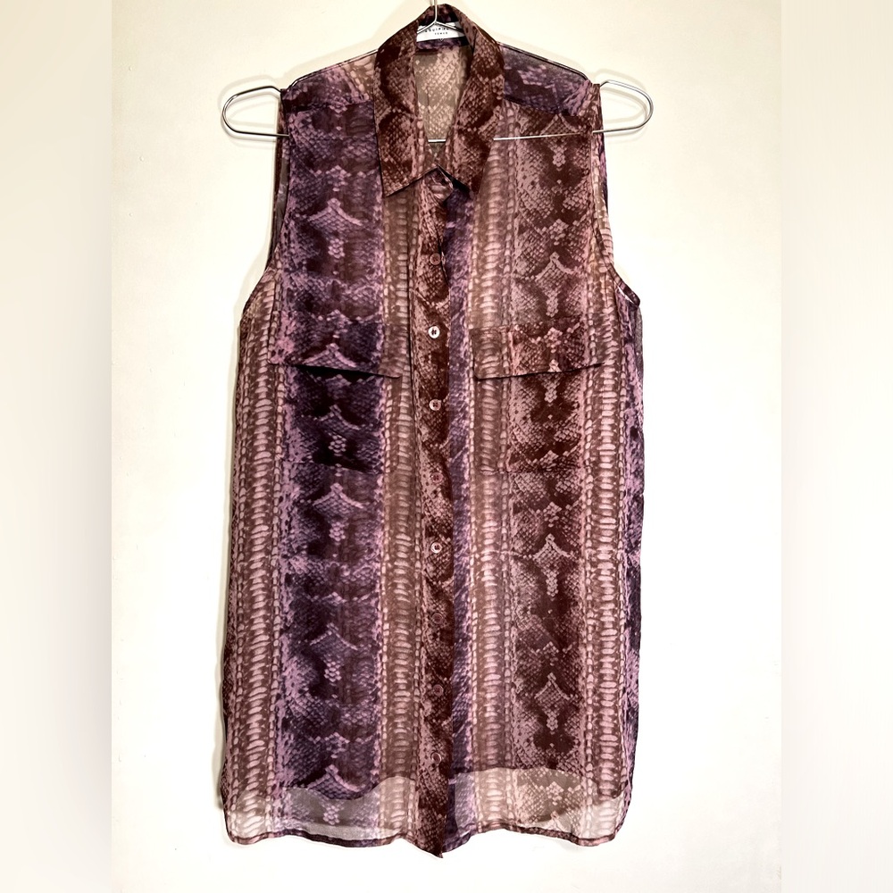 Equipment Sleeveless Button Up  Top